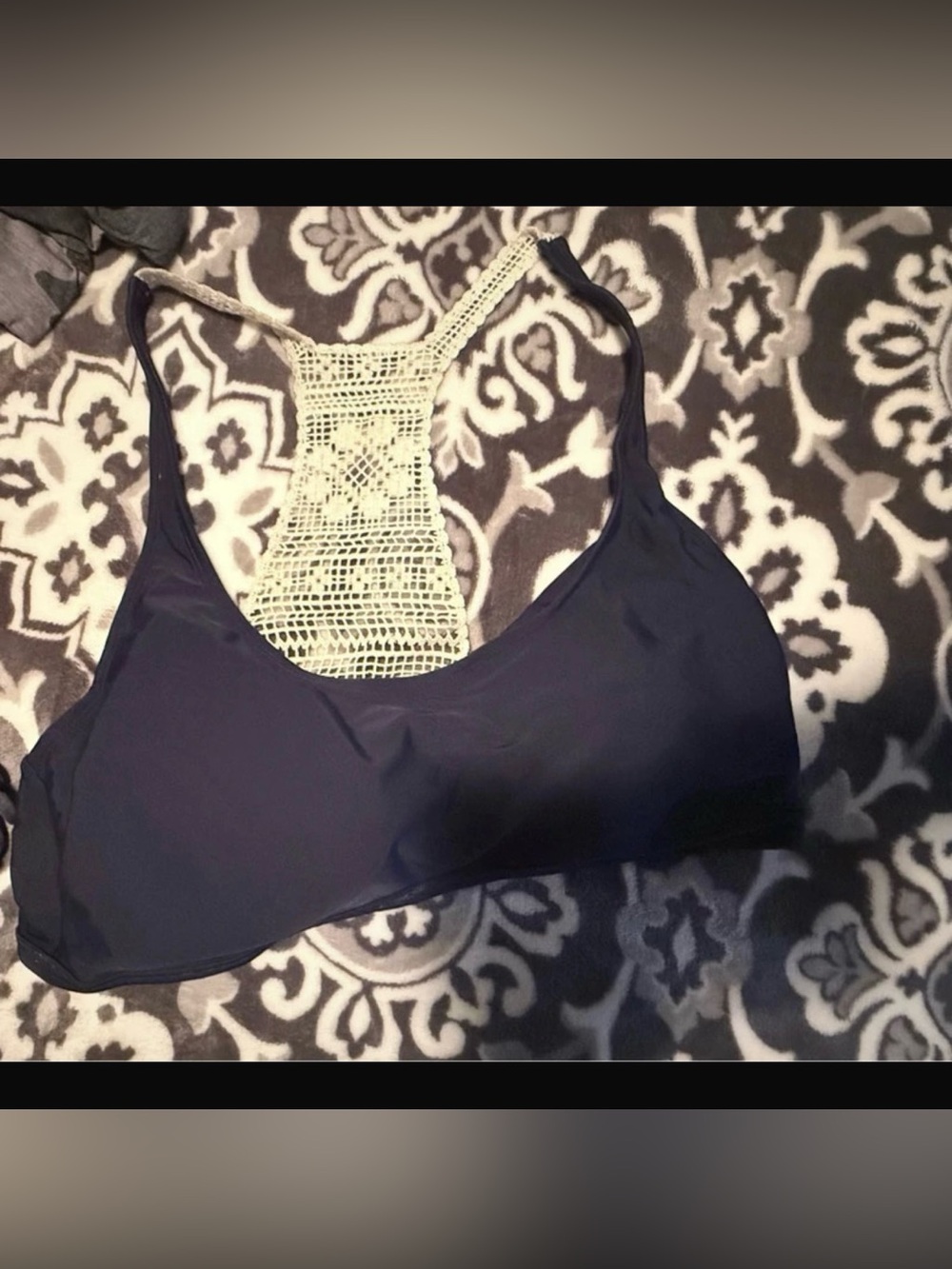 aerie navy bikini top with Crochet Racerback